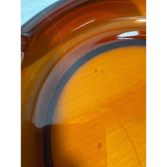Vtg Amber Glass Ashtray Four Cigarette Rests Retro Mid-Century Modern 7 3/4" - Picture 6 of 8